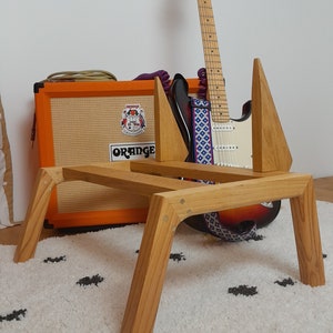 Lakefront Hi-Amp Stand, custom made solid wood guitar amplifier & cabinet stand, hardwood mid century modern elevated speaker stand