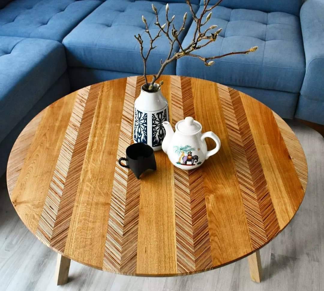 Grand Round Chevron Plywood Coffee Table Plywood Table Top Mid
