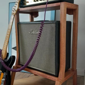 Lakefront Pi Amp Stand, red cherry dyed, custom made solid wood guitar amplifier & cabinet stand, hardwood elevated speaker stand