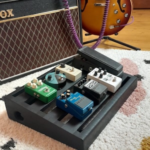 Handmade Black Dyed Plywood Pedalboard: Solid Wood Guitar Effects