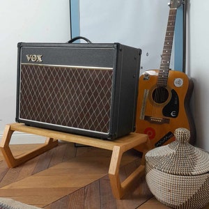 Lakefront Deluxe Amp Stand, custom made solid wood guitar amplifier & cabinet stand, hardwood mid century modern elevated speaker stand