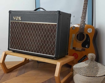 Lakefront Deluxe Amp Stand, custom made solid wood guitar amplifier & cabinet stand, hardwood mid century modern elevated speaker stand