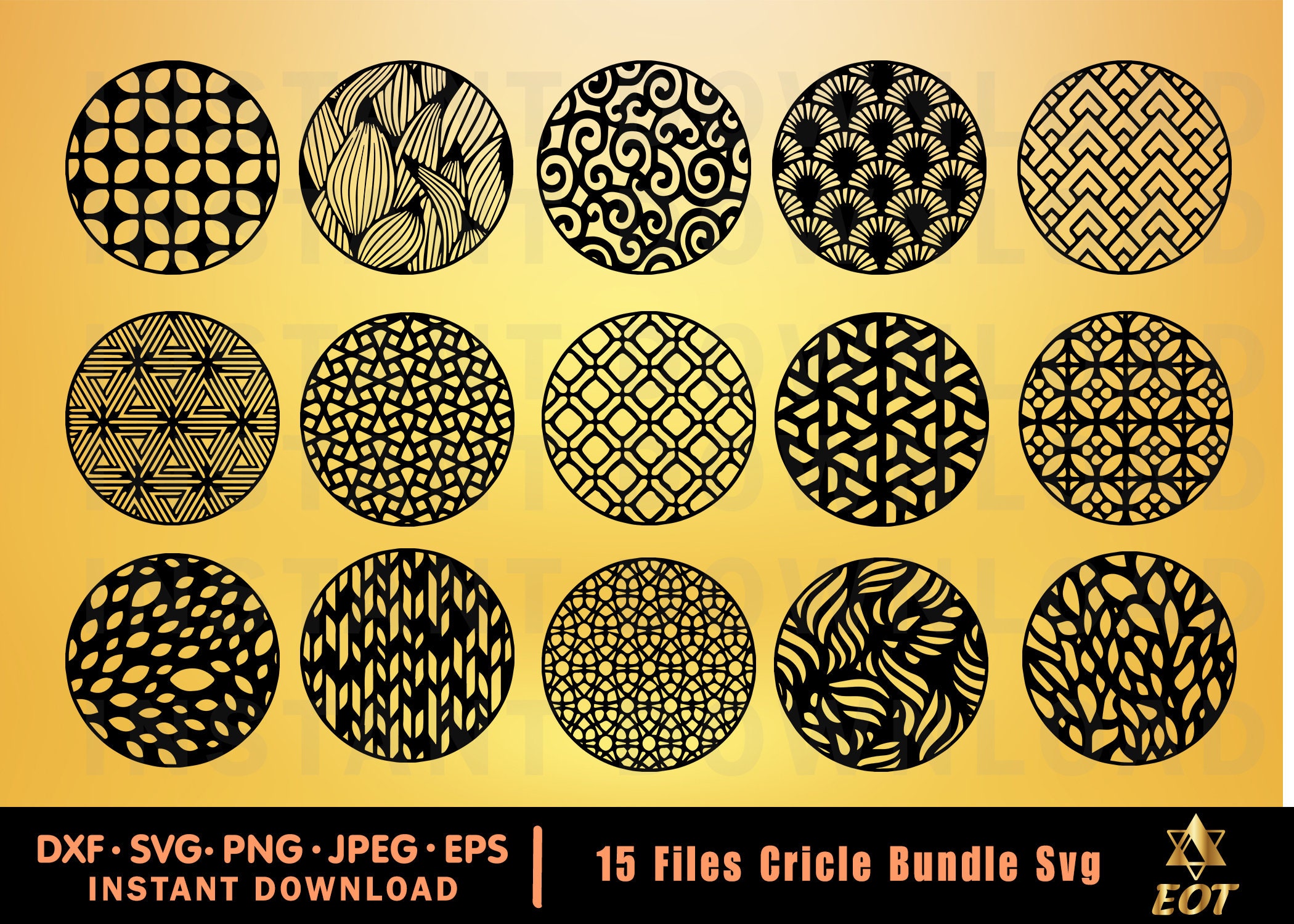 15 Circle Patterns SVG Bundle Background Pattern SVG Cut Etsy UK