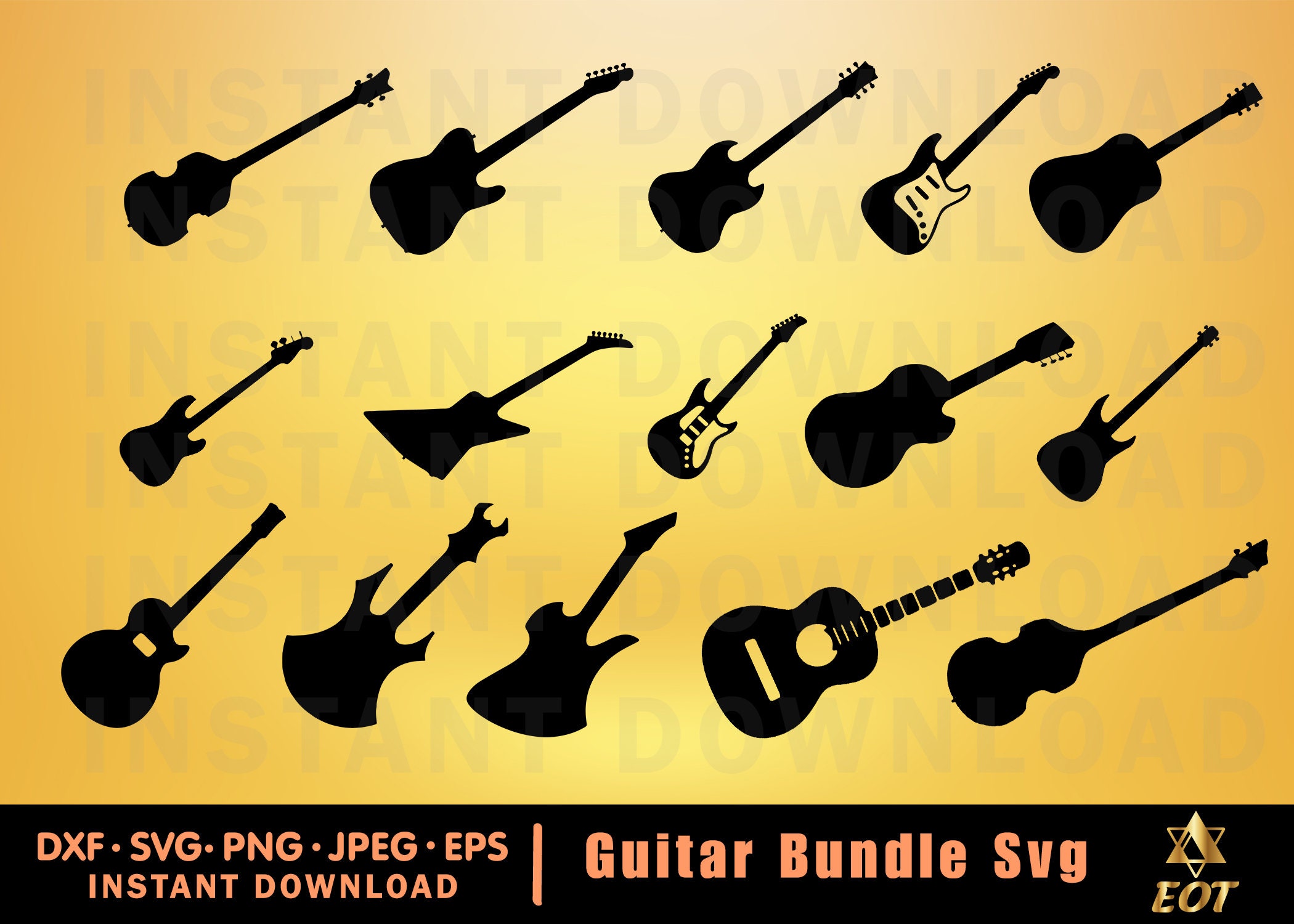 Guitar SVG/ Guitar Clipart/ Music Svg/ Silhouette/ Cut File/ Etsy