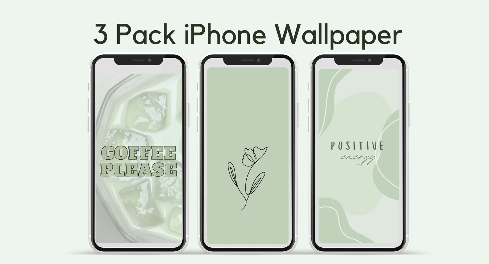 Sage Green Iphone Wallpapers 3 Pack of Cell Phone Wallpaper Etsy