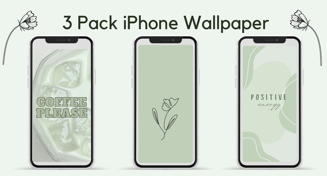 Sage Green Iphone Wallpapers 3 Pack of Cell Phone Wallpaper Etsy