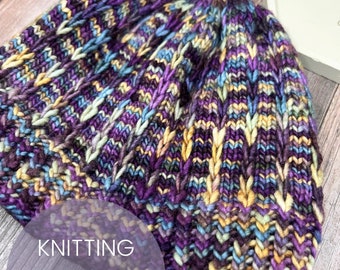 Vertical Lines Hat Digital Knitting Pattern |  | beanie | toque | modern | adult | child