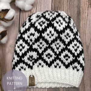 The Docklands Hat Digital Knitting Pattern | beanie | fair isle | adult | child | colorwork