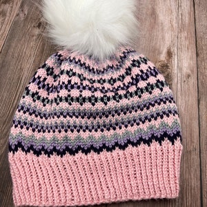 The Paonia Hat Digital Knitting Pattern | beanie | toque | FairIsle | colorwork | modern | customizable