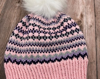 The Paonia Hat Digital Knitting Pattern | beanie | toque | FairIsle | colorwork | modern | customizable