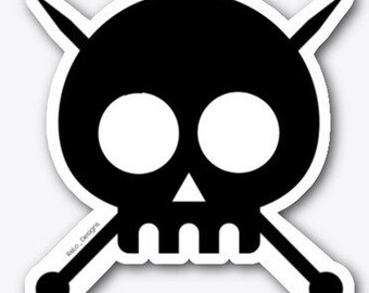 Skull and Needles Die Cut Sticker