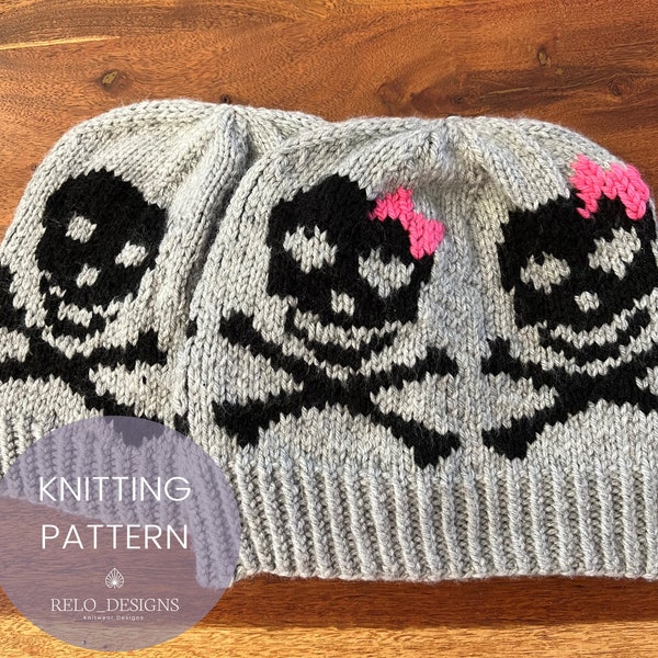 The Lovely Bones Hats Digital Knitting Patterns | skull | crossbones | halloween | beanie | all sizes | gifts