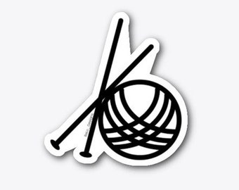 Yarn and Needles Die Cut Sticker