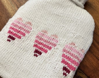 Ombre Hearts Hot Water Bottle Cozy Digital Knitting Pattern | Hot Water Bottle | Cover | Cozy | Hearts