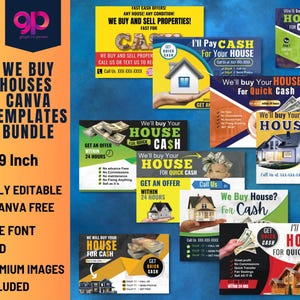 "25 ""Wir kaufen Häuser"" EDDM Postkarten Set - Vorderseite & Rückseite |." 6 x 9 Zoll | Vollständig bearbeitbare Canva-Vorlagen | Premium-Bilder enthalten
