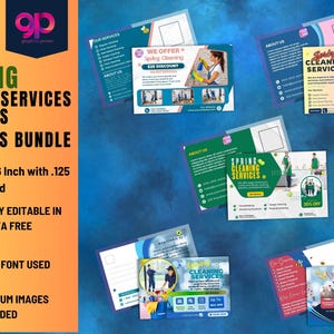 Lot de 5 cartes postales EDDM pour le ménage de printemps | 4 x 6 pouces | Motifs recto/verso | Modèles modifiables gratuits Canva