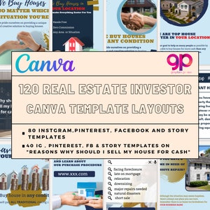 120 家を買うCanvaテンプレート | Instagram、Pinterest、Facebook、IGストーリー | 現金で家を売るべき理由