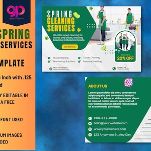 Serviços de Limpeza de Primavera EDDM Cartão Postal VOL-3 | Tamanho Padrão 4 x 6 Polegadas | Designs Frente e Verso | Modelos Editáveis Gratuitos do Canva