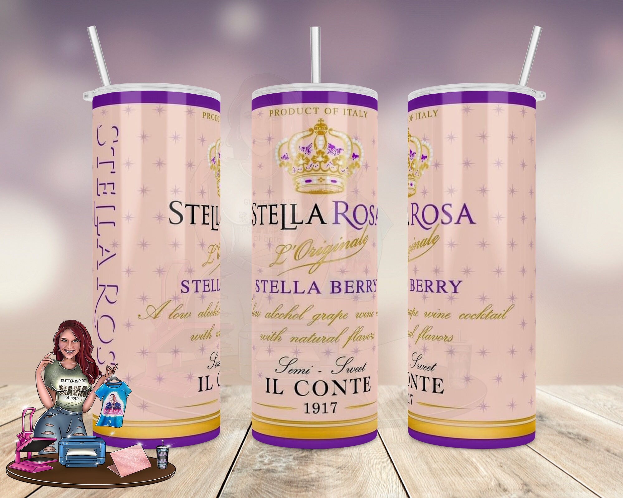 Stella Rosa 20 ounce Skinny Stainless Steel Tumbler Stella