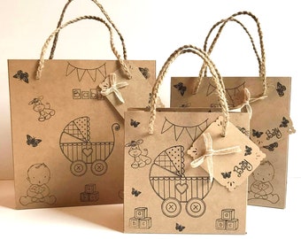 Recycled Medium Gift Bag - Cheerful Bee Design, Eco-Friendly Reusable Gift Wrap