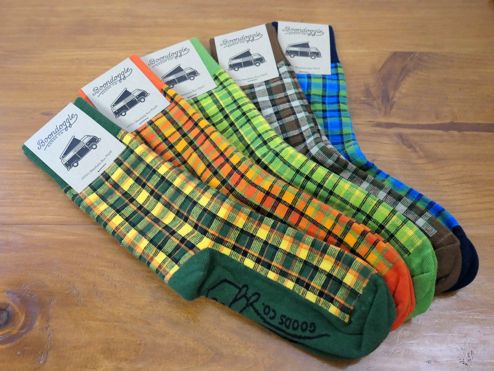 70's VW Bus Plaid Socks yellow Novelty Fun Vintage Van Etsy