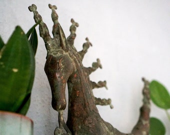 Hippocampe Bronze Figure Asie Statue Sculpture Asiatique Art Décoration Maison Faite à la Main Bali Indonésie - Porte-Bonheur et Cadeau Unique