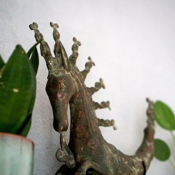 Hippocampe Bronze Figure Asie Statue Sculpture Asiatique Art Décoration Maison Faite à la Main Bali Indonésie - Porte-Bonheur et Cadeau Unique