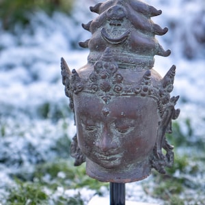 Vishnu Bronze Head - Creation - Asian Bronze Craftsmanship - Indonesia Head Figure - Bahagia