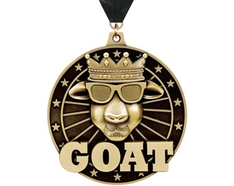 Goat Medal Trophy, Funny G.O.A.T. Gold Achievement Medal Award For MVP, Champions, Greatest Of All Time Winners, And More