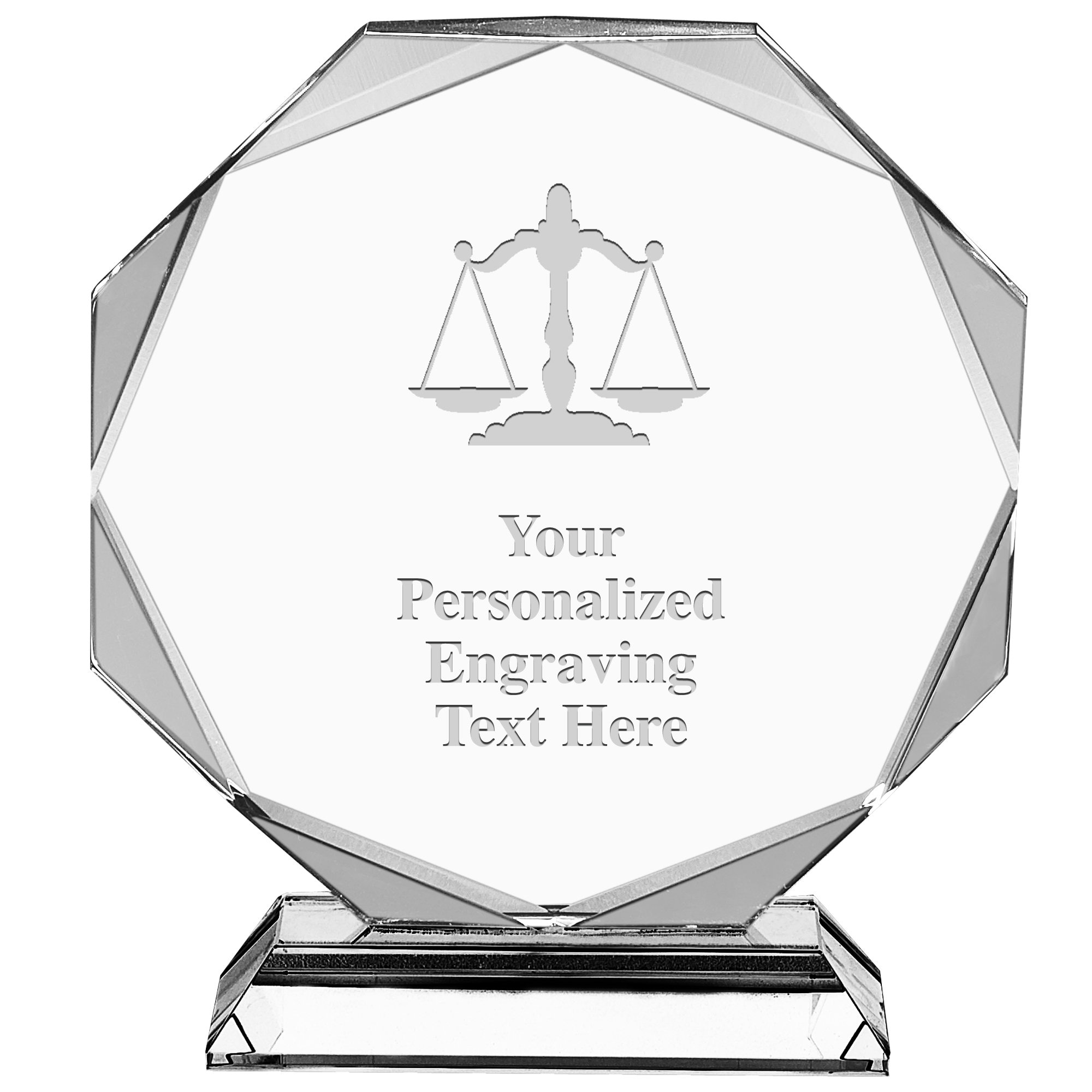 Scales of Justice Award, Custom Engraved Scales of Justice Crystal
