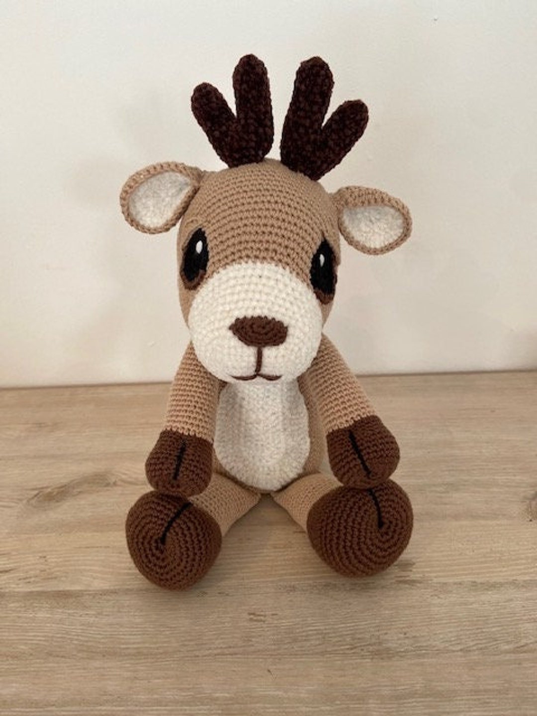 Hæklet Rensdyr - BABY Rudi - Bamse Rudolf 