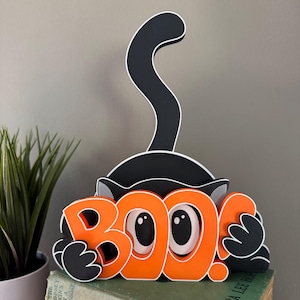 Boo Cat Halloween Sign