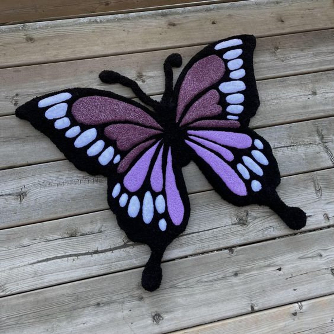 Tufted Butterfly Rug Custom Butterfly Rug Blue Common - Etsy