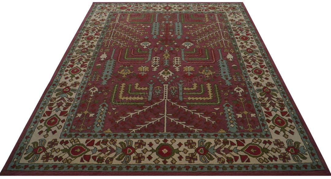 Classic Persian Retro Mahal Design, Contemporary Modern Area Rug, Olive ...