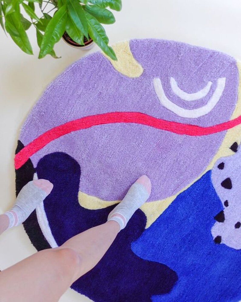 Luxury Round Hand Tufted Rug Cut Pile Rug,wool Round Rug,floral Round ...