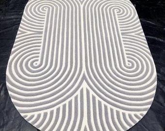 Striped Oval Modern Hand tufted Rug,Luxury rug,Striped Woolen rugs, soft rug, Wool rug, Area rug.Kids rug, Custom Rug 5x3,4x6,5x8,6x9,8x10