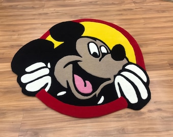 Mickey Mouse Multi color Hand tufted carpet, Handmade carpet,Kids Round rugs Geometric rugs, area rug ,kids rug, soft rug. 3x3,4x4,5x5,6x6.