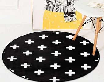 Black &  white Round Modern Hand tufted Rug, Cut Pile Rug, Multi color Wool Round Rug, Home Decor Round Rug, Area Rug 3x3,4x4,5x5,6x6,7x7.