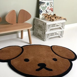 Funny Bear Hand tufted carpet, Handmade carpet,Kids Round rugs Geometric rugs, area rug ,Soft rug,kids rug, soft rug. 3x3,4x4,5x5,6x6. image 2