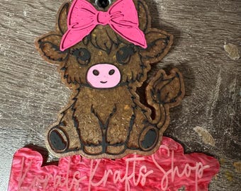 Highland Cow Car Freshie, Scented Aroma Beads, Cow Lover Gift
