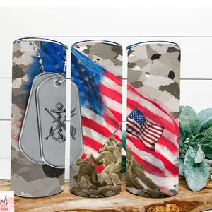 military flag, dog tag, military tumbler, flag tumbler, sister gift, friend gift, brother gift, military gift, camo tumbler