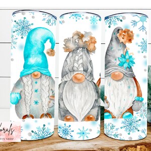 Snowflake gnome, blue gnome, winter gnome, Christmas tumbler, Christmas gift, gnome lover, sister gift, friend gift, holiday tumbler