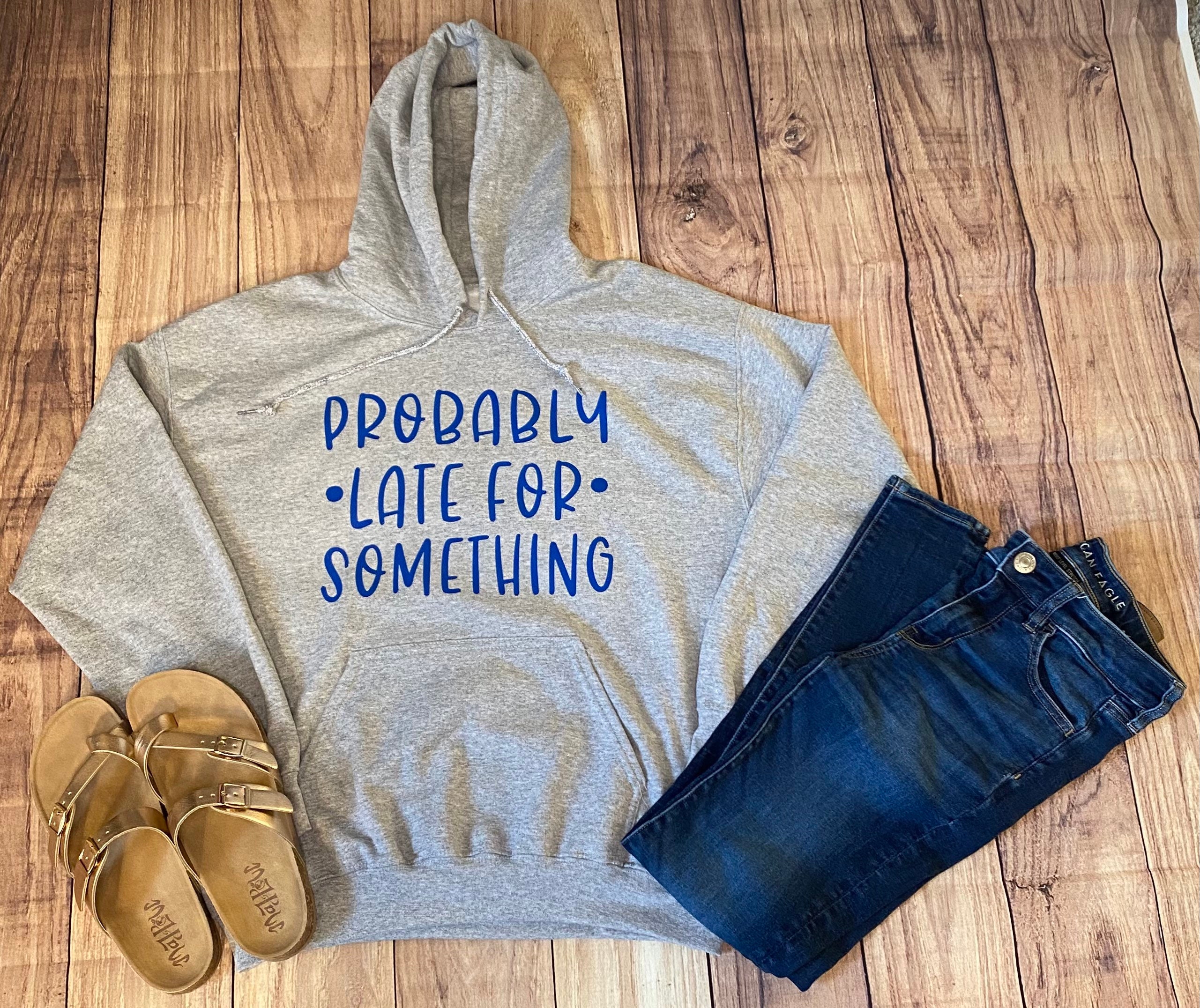 Noffish Women's Funny 'Probably Late For Something' Graphic Sweatshirt - Cotton Blend Crewneck - View #11
