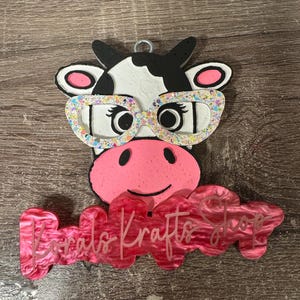Cow with glasses freshie, car freshener, cow lover, cow, car freshener, gift for her, custom freshener, air freshener, car accessories,