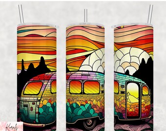sunset camper tumbler