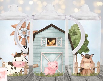 pink barn tumbler, blue barn tumbler, farm animals, kid sippy cup, kids cup, kid gift, animal lover, travel tumbler