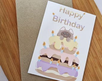 Cat & cake birthday card