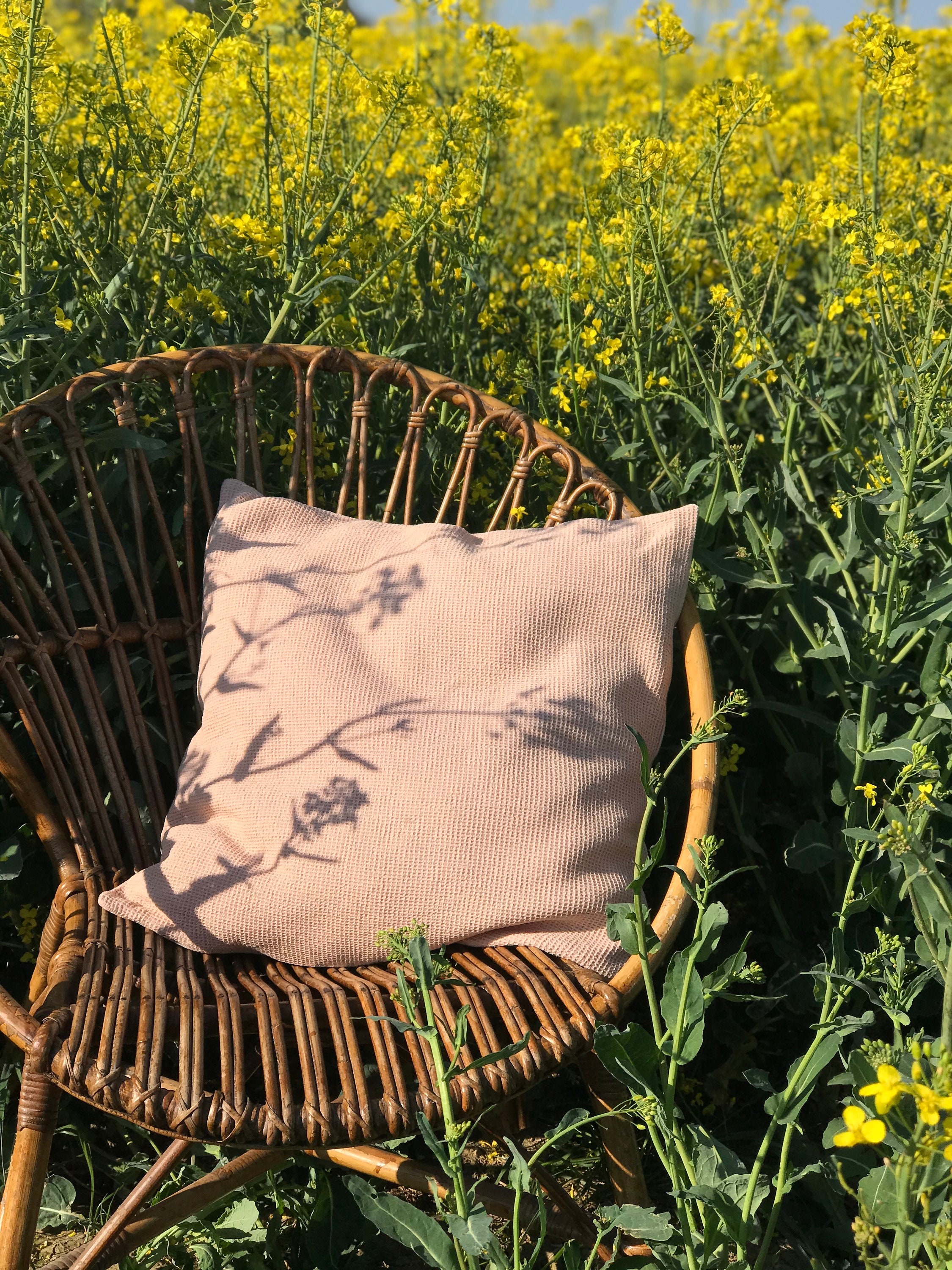 Housse de Coussin en Coton et Teinture Végétale