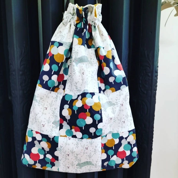 Sac enfant en tissu coton façon patchwork pratique pour la crèche, l école ou la maison