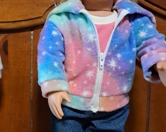 Conjunto de moletom, camiseta e calça jeans para boneca de 45 cm (18 polegadas)